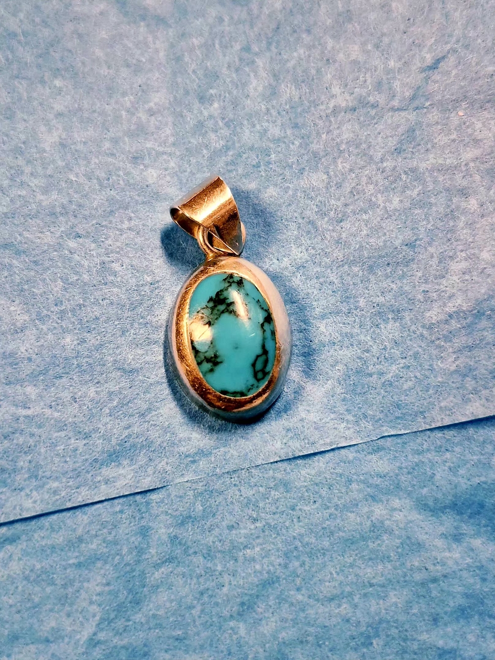 Turquoise Oval Silver Pendant - Turquoise And Sterling Silver Necklace Charm .